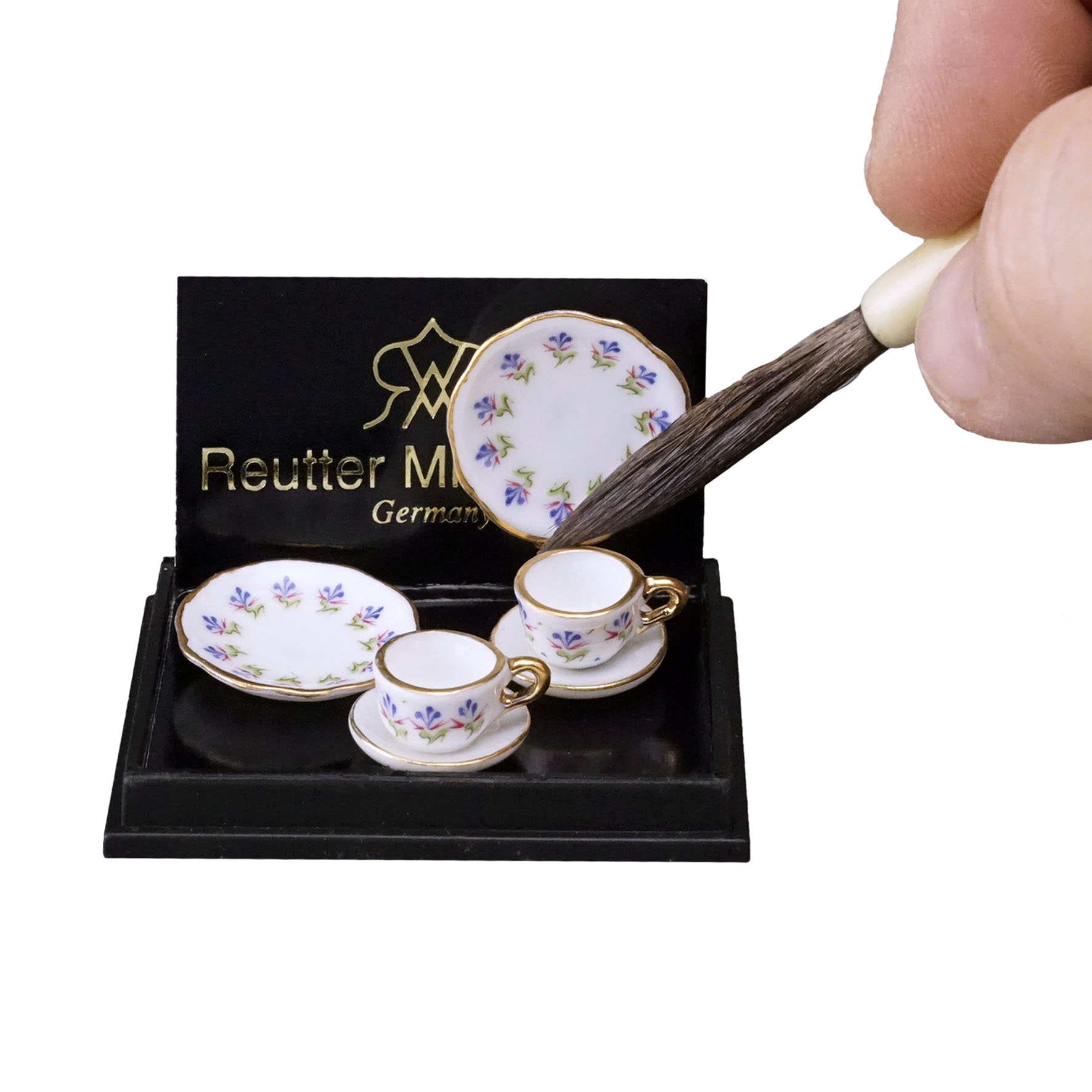 2 Teegedecke - Dekor "Blaue Blume"