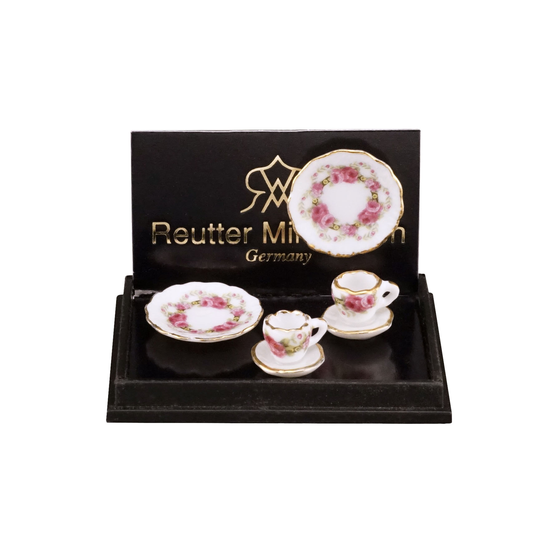 2 Kaffeegedecke - Dekor "Rosenband"
