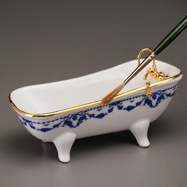 Badewanne - Dekor Blaue Schleife