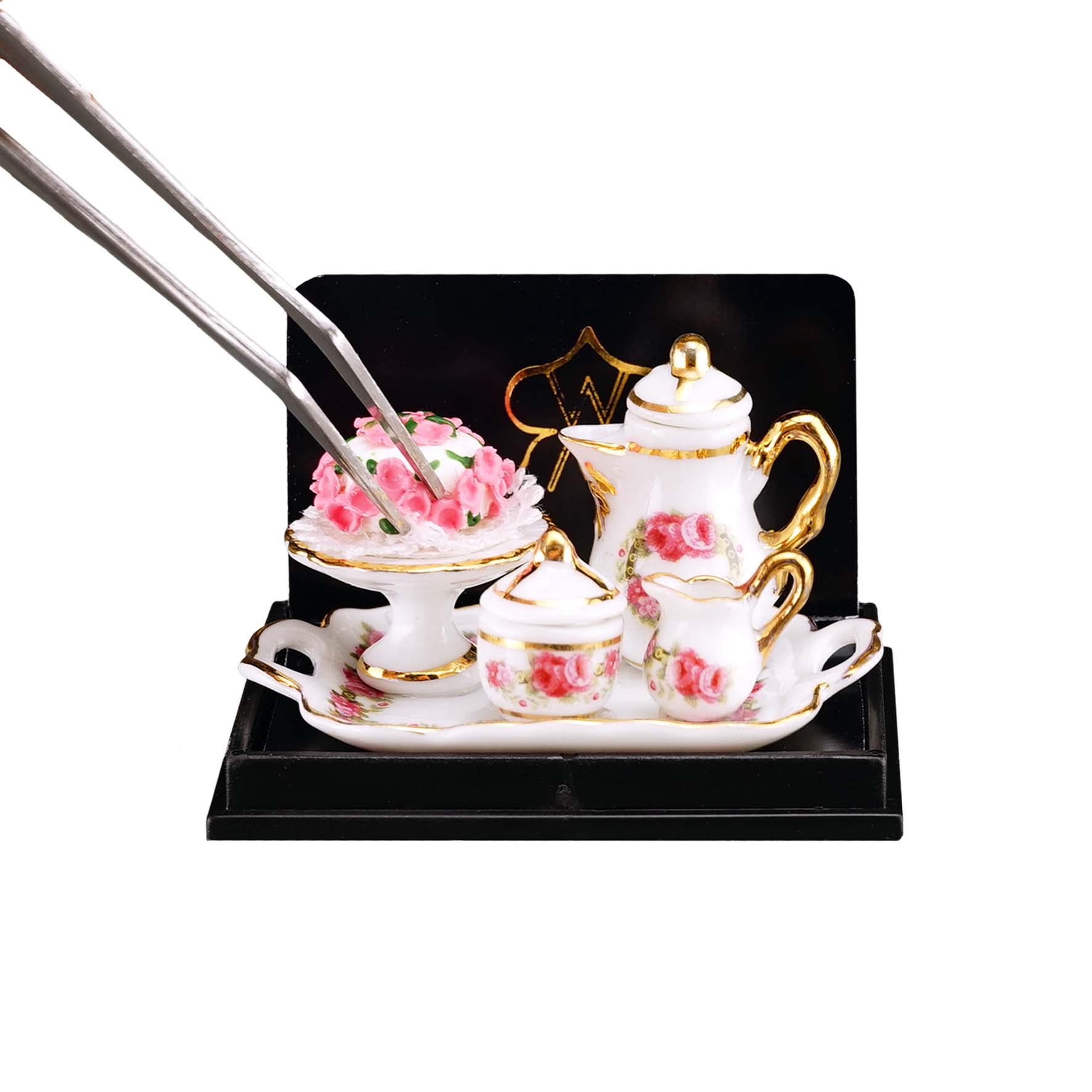 Kaffeetablett mit Rosenkuchen - Dekor Rosen