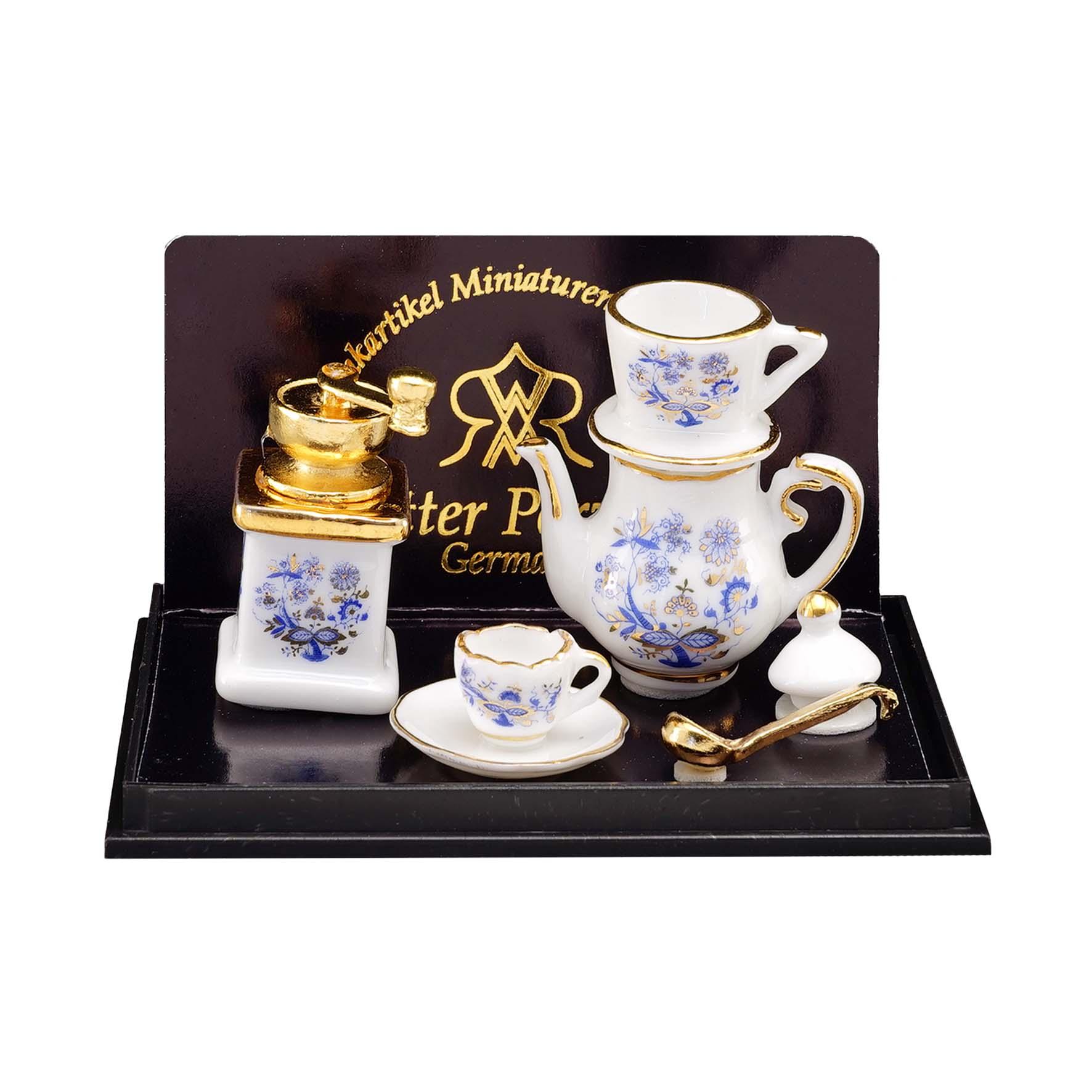 Kaffeekanne mit Kaffemühle - Dekor Goldzwiebel