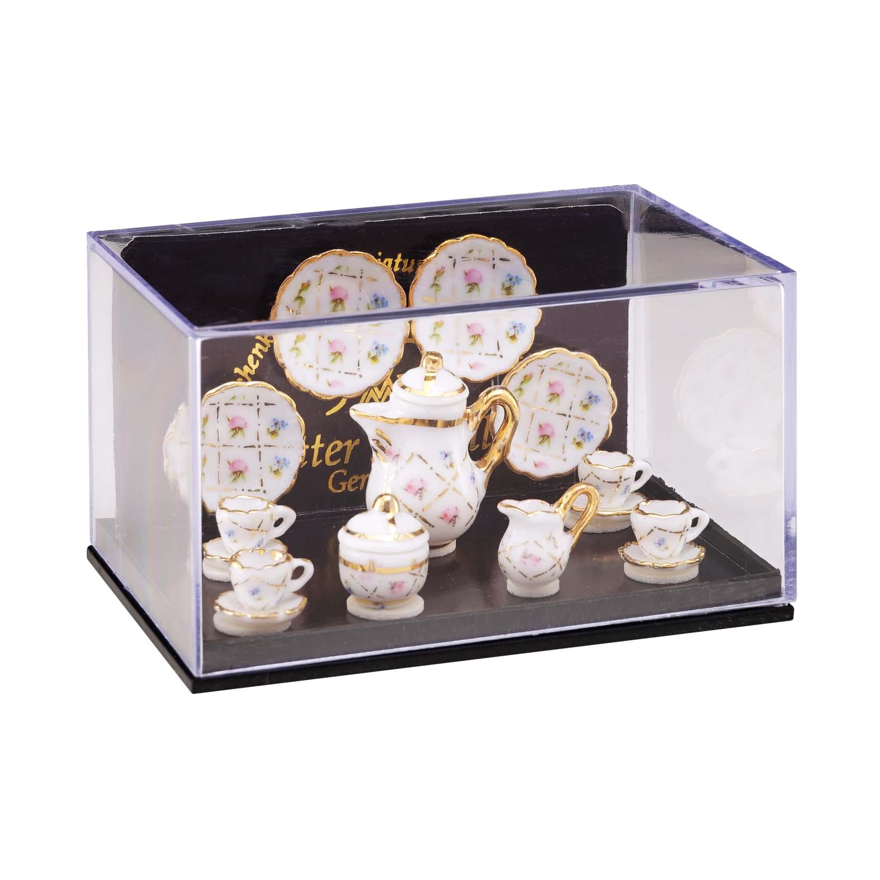 Kaffeeservice 15 teilig - Dekor Gold-Karo