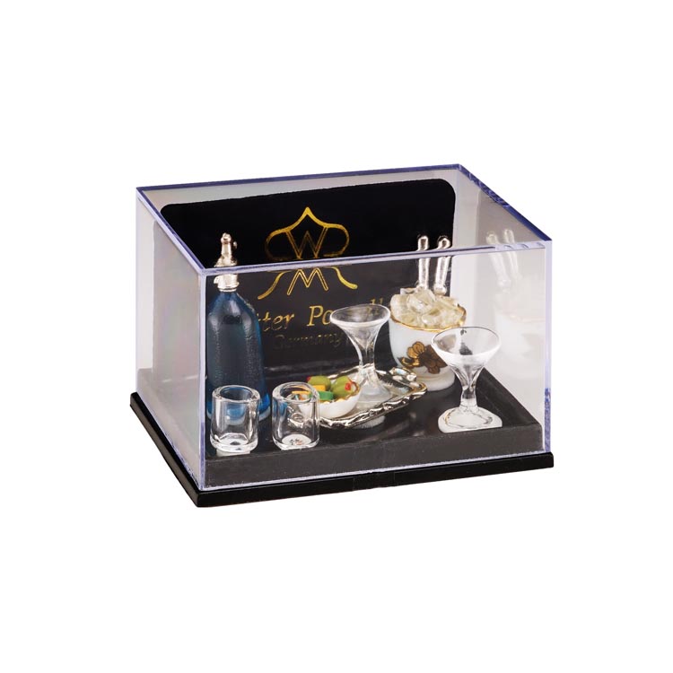 Barset mit Eiswürfeln, Gläsern und Soda Siphon