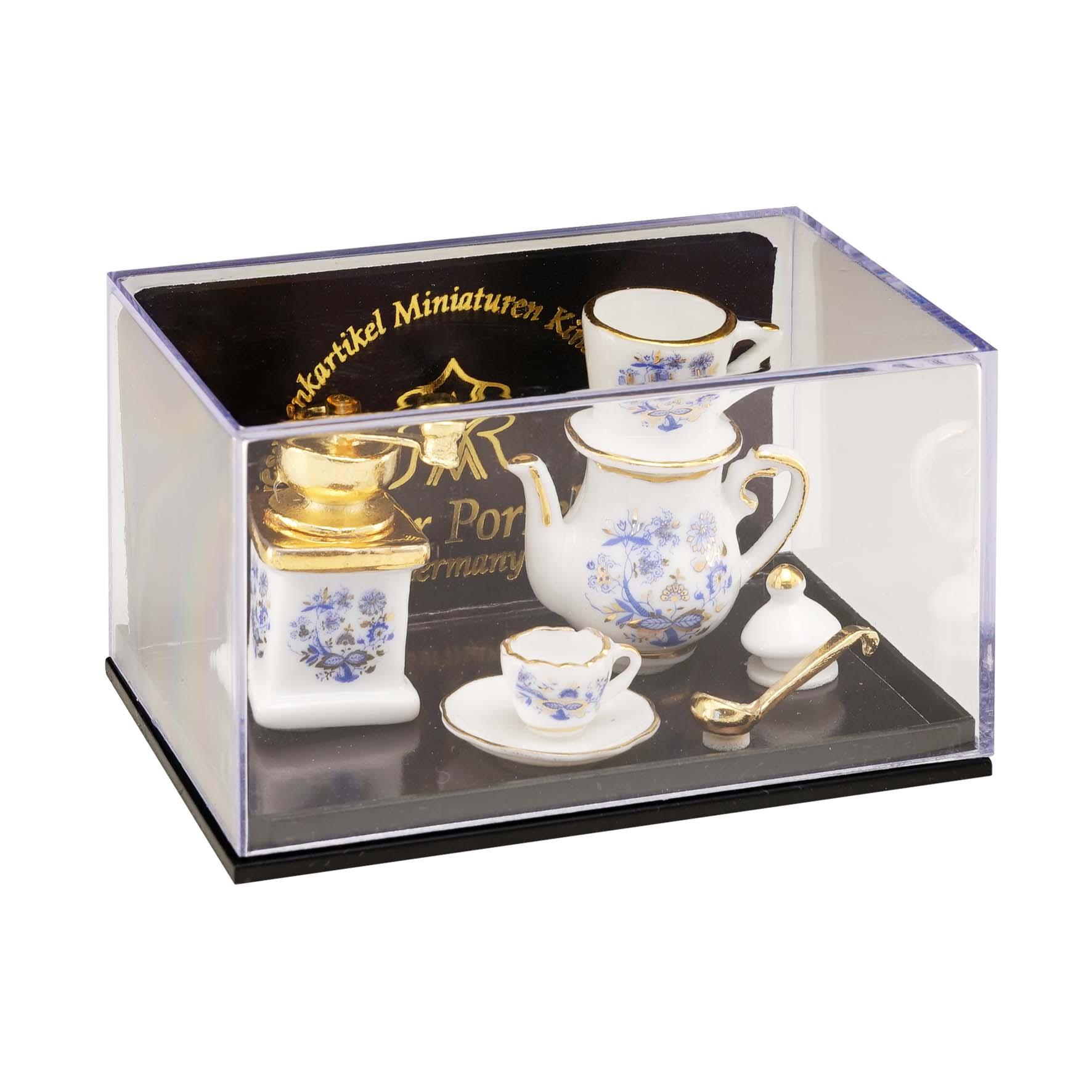 Kaffeekanne mit Kaffemühle - Dekor Goldzwiebel