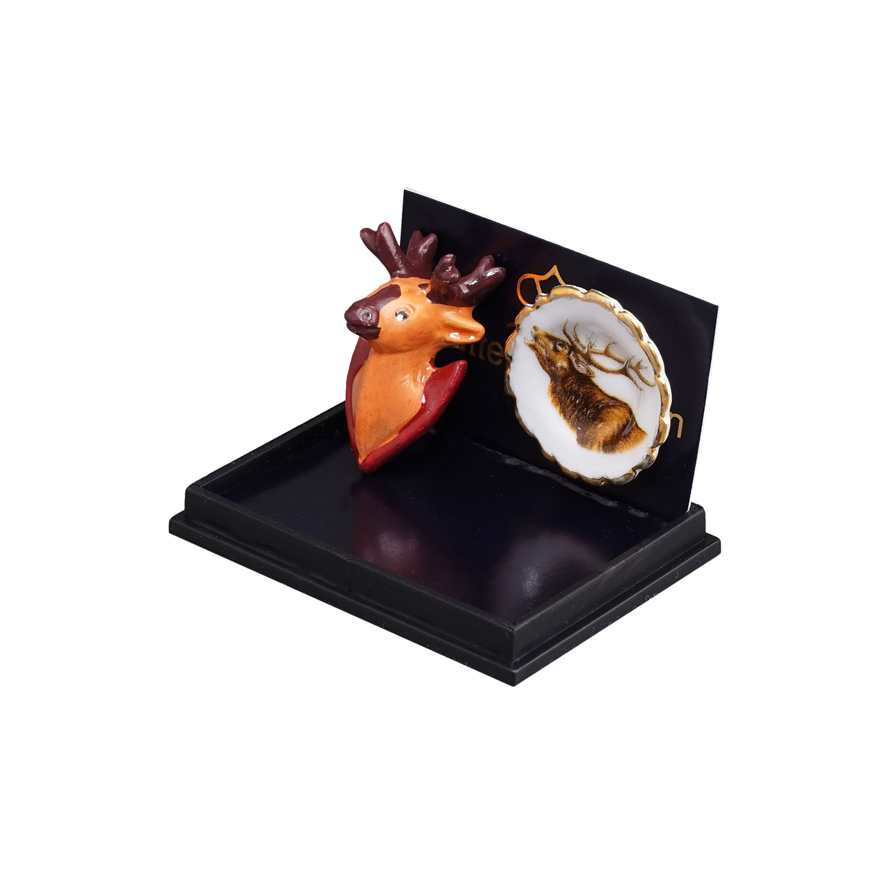kleiner Wandschmuck "Jagd" mit Geweih und Hirschteller