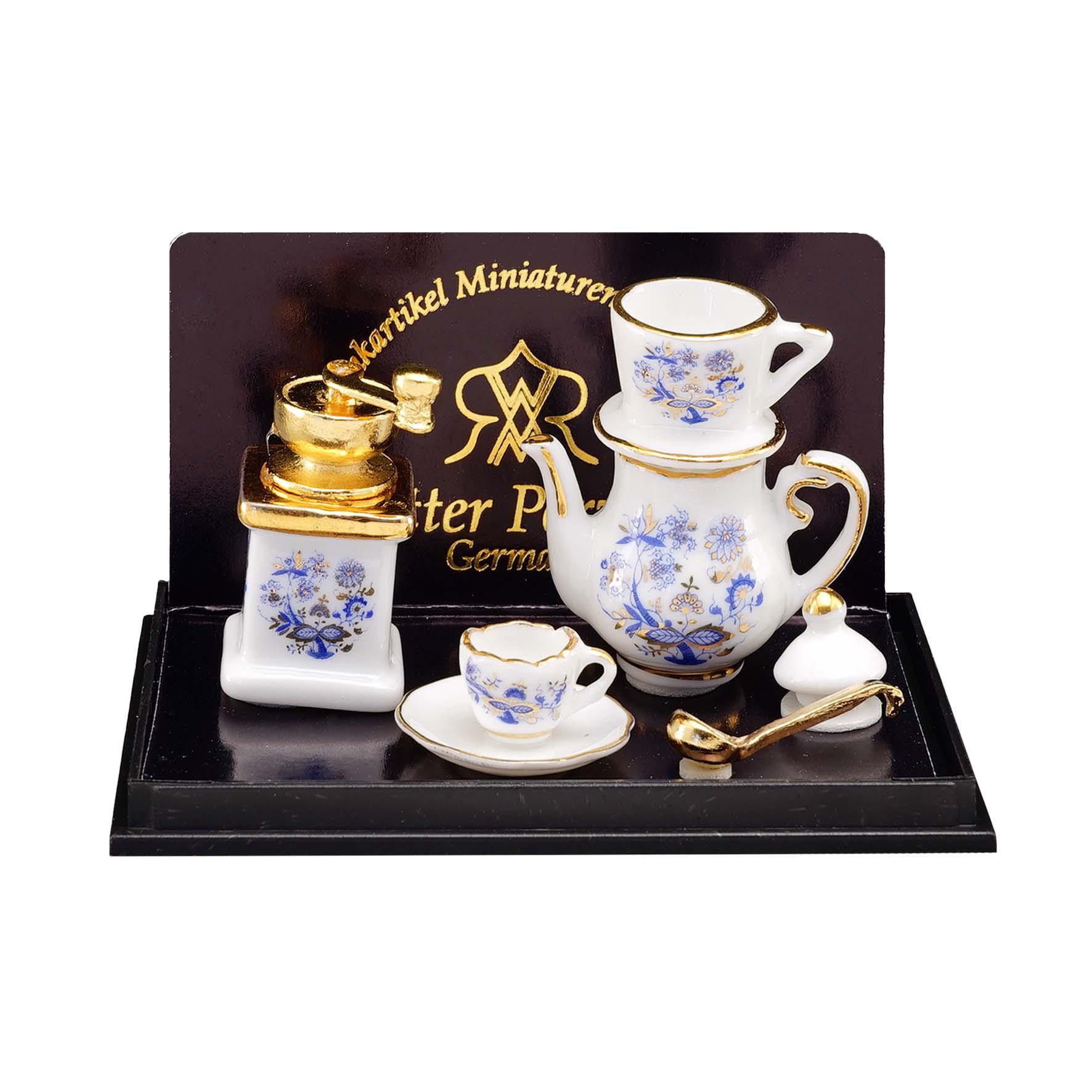 Kaffeekanne mit Kaffemühle - Dekor Goldzwiebel