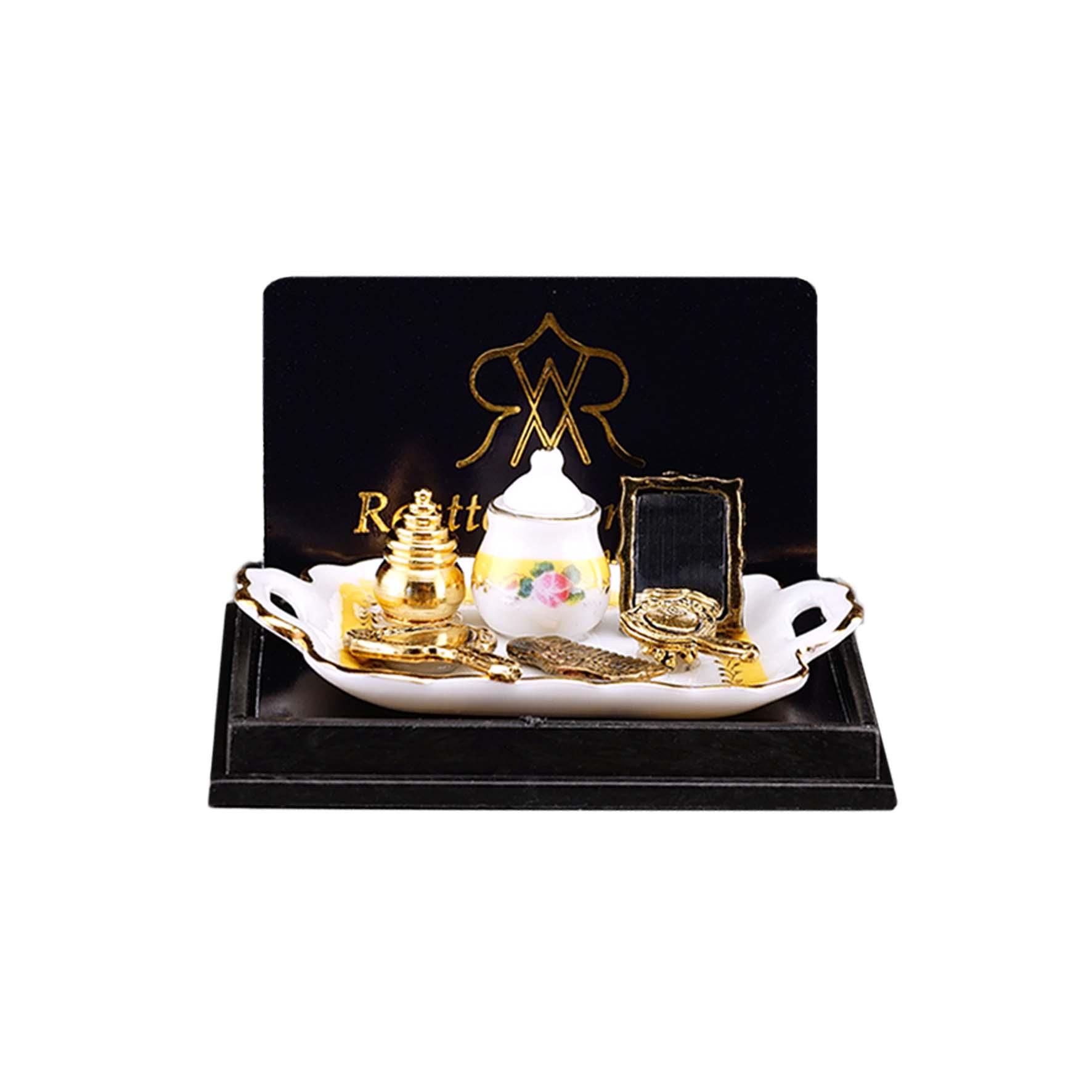 Kosmetikset mit Spiegel und Zubehör - Dekor Französische Rose