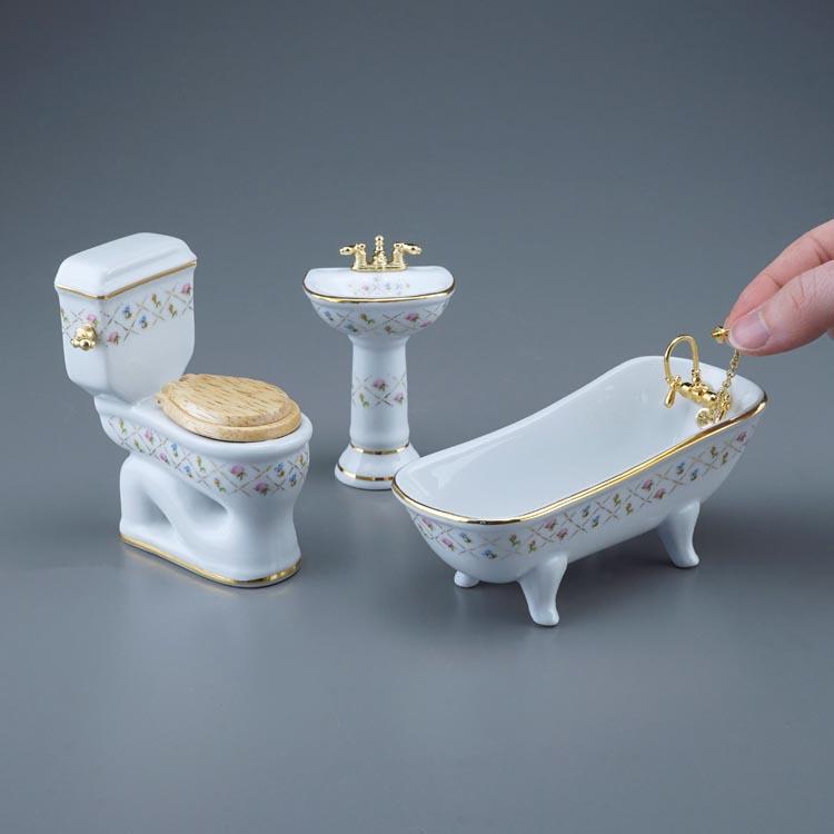 Badset 3 teilig - Dekor Gold-Karo