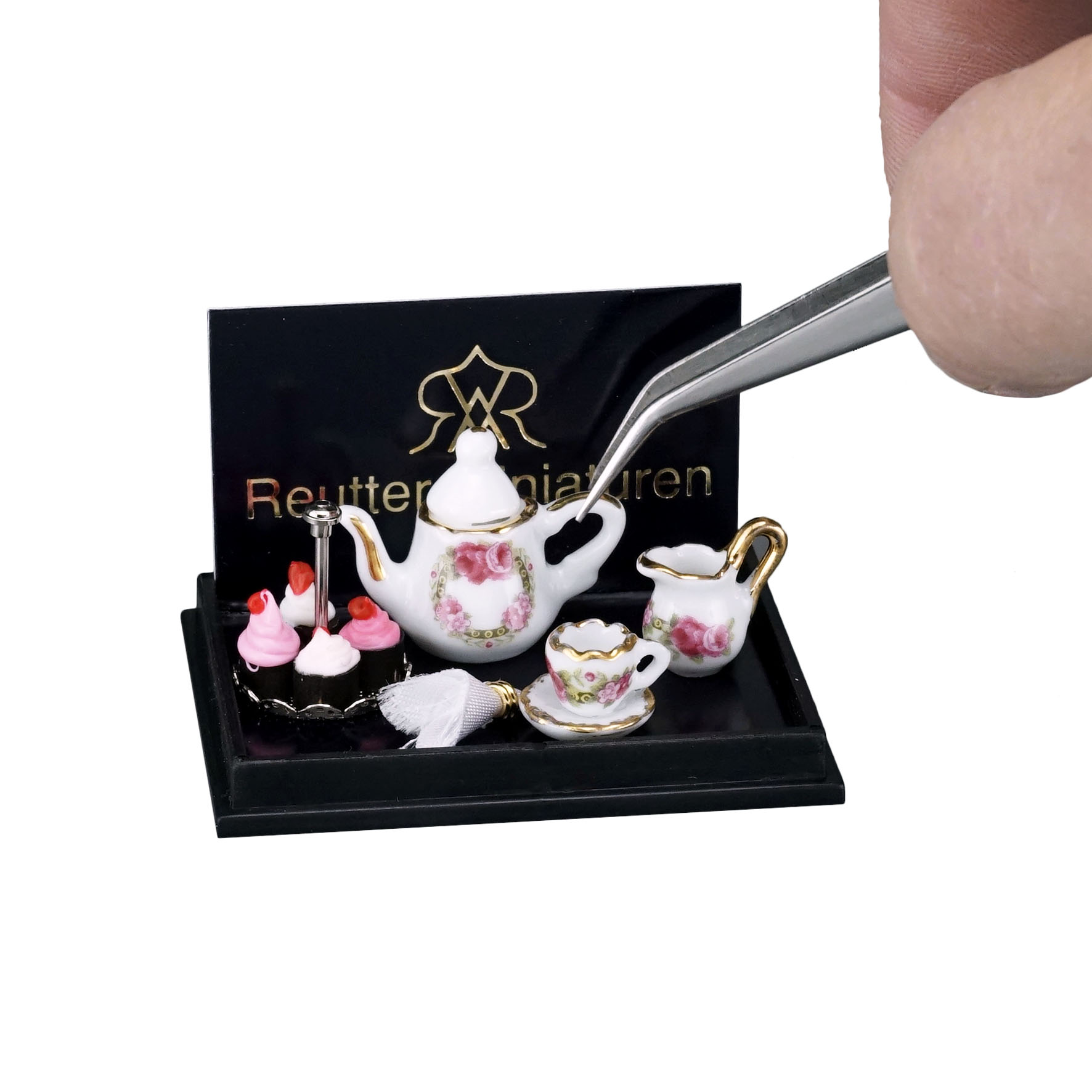 Kleine Teezeit mit Kuchen - Dekor "Rosenband"