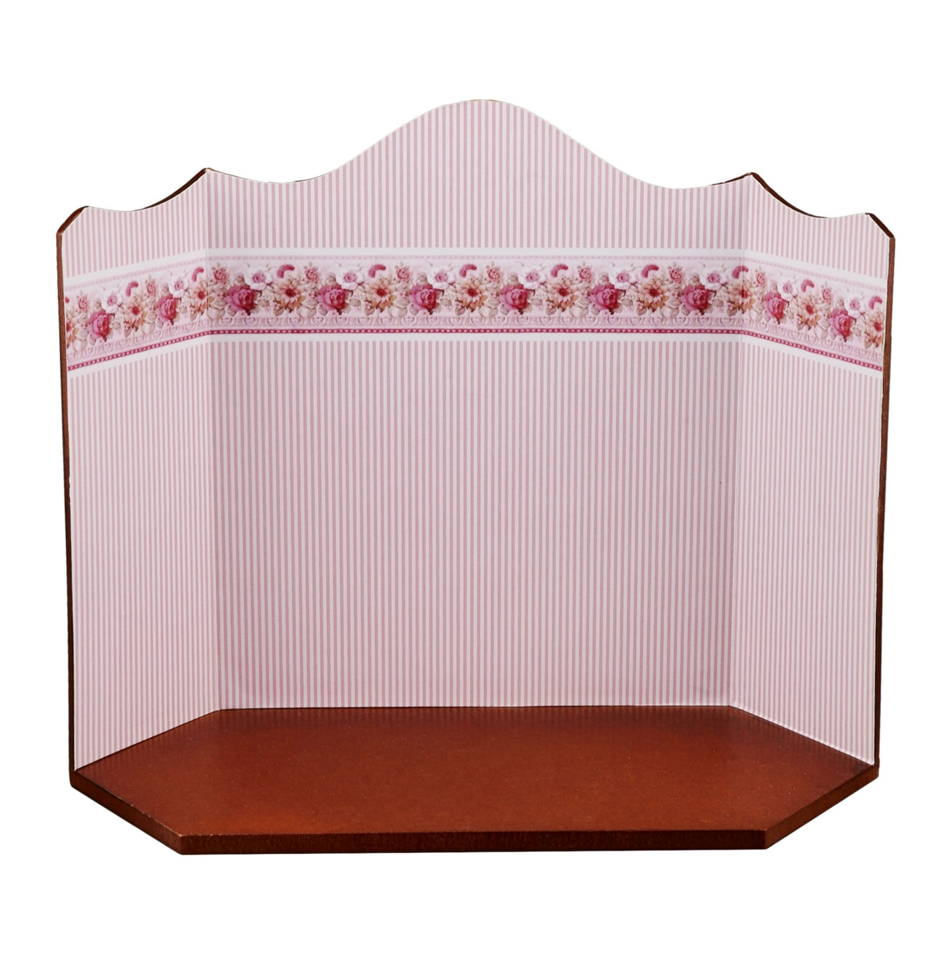 Holz Display mit rosa Tapete - leer