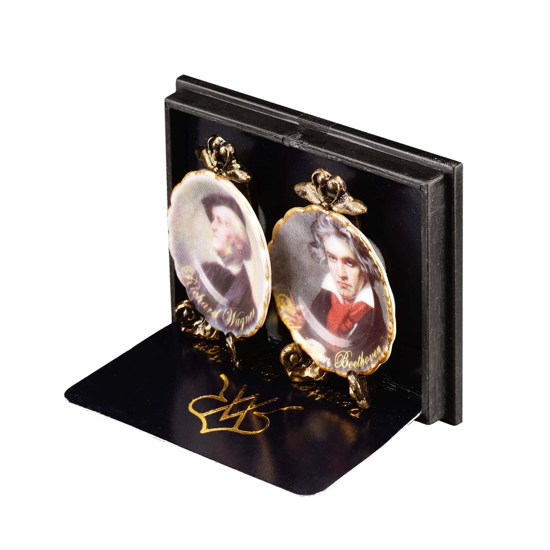 2 Wandteller mit Ständer - Dekor Beethoven und Wagner