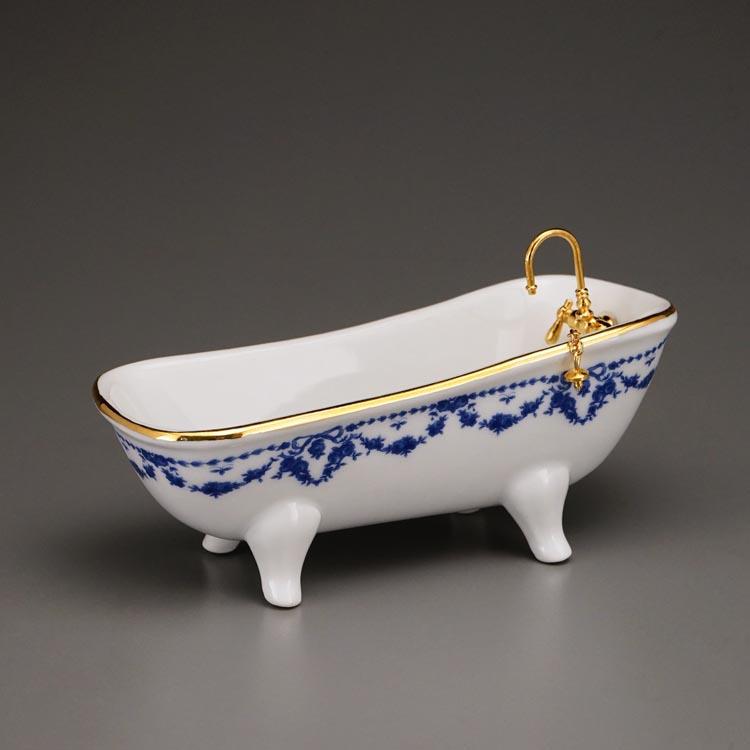 Badewanne - Dekor Blaue Schleife