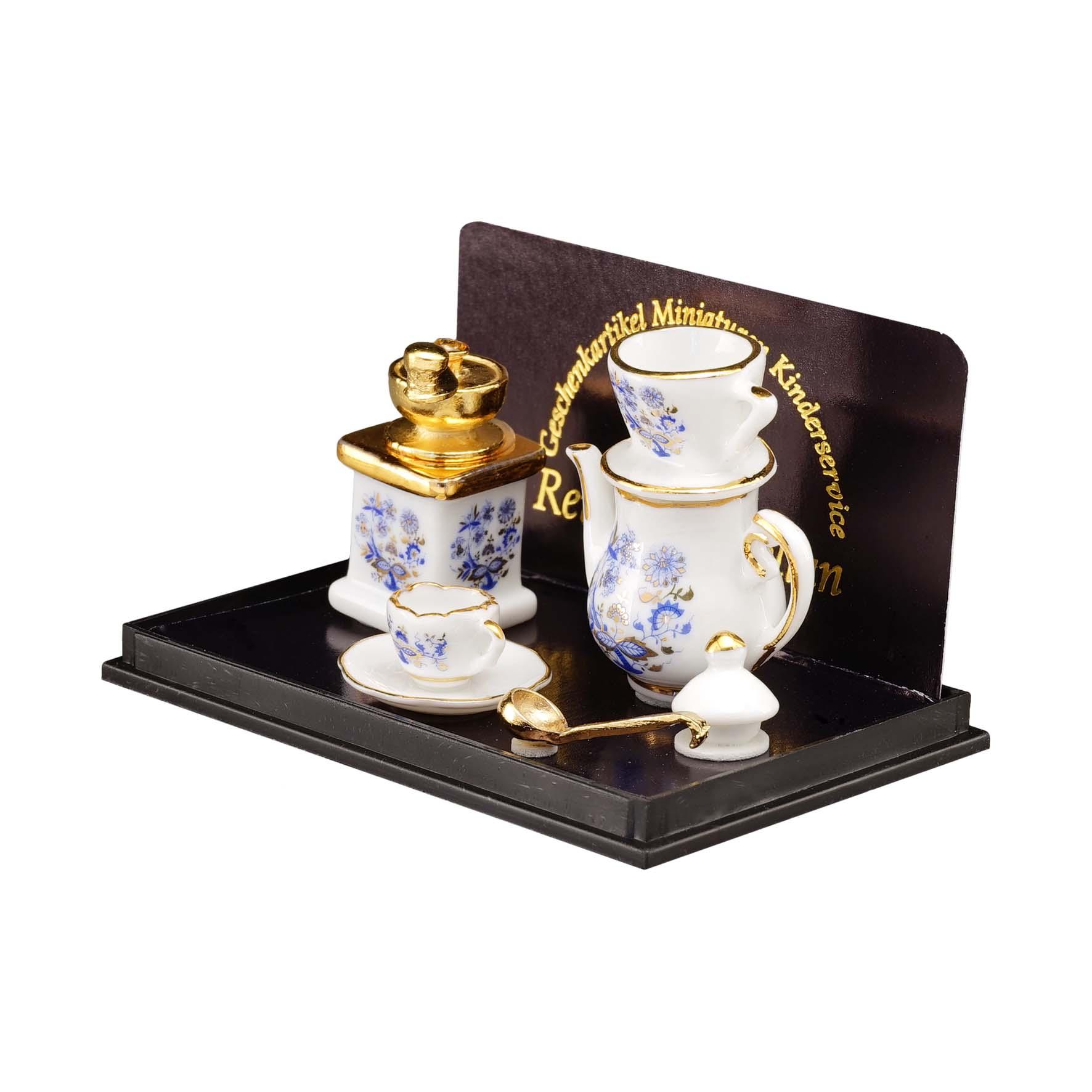 Kaffeekanne mit Kaffemühle - Dekor Goldzwiebel