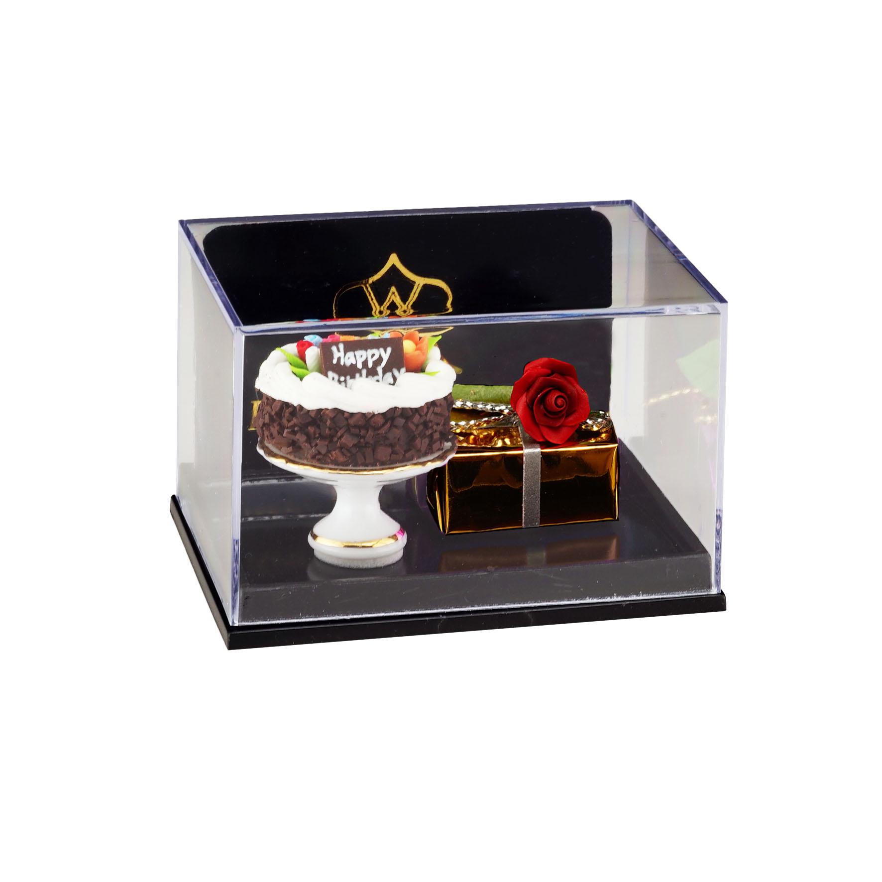 Alles Gute zum Geburtstag - Kuchen mit Rose und Geschenk