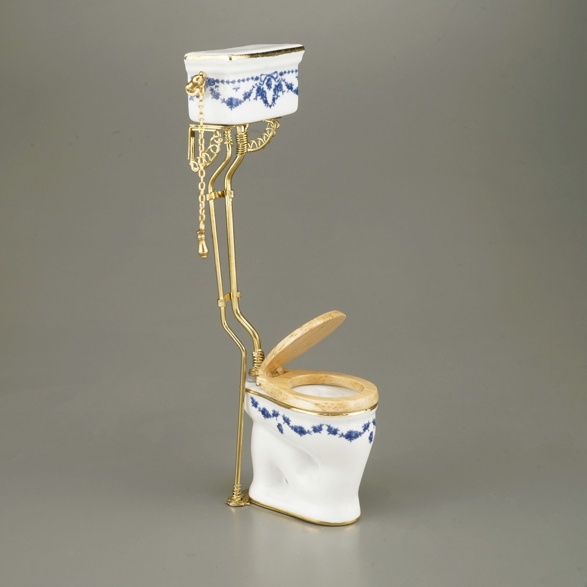 Hochtoilette - Dekor Blaue Schleife