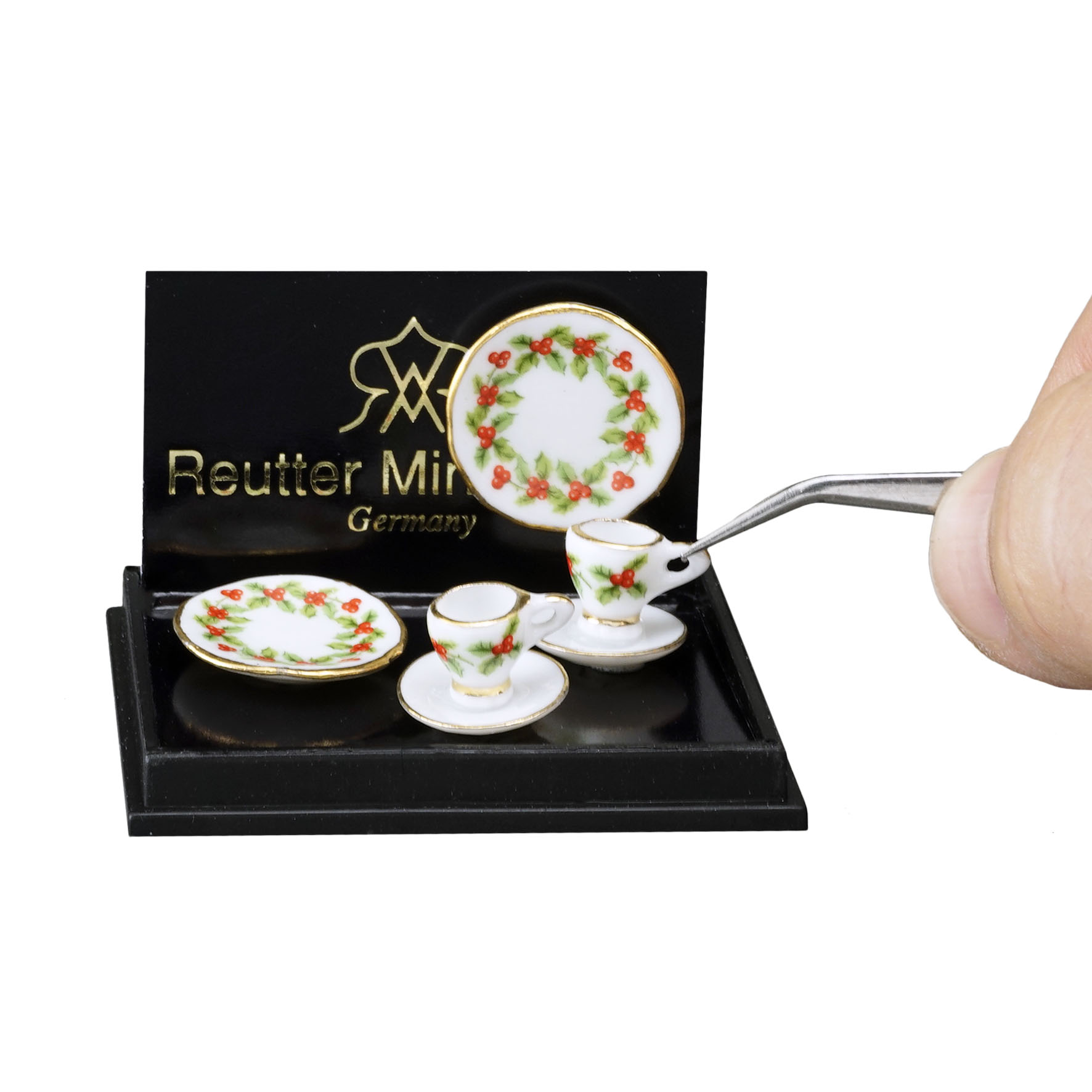 2 Kaffeegedecke - Dekor "Mistelzweig"