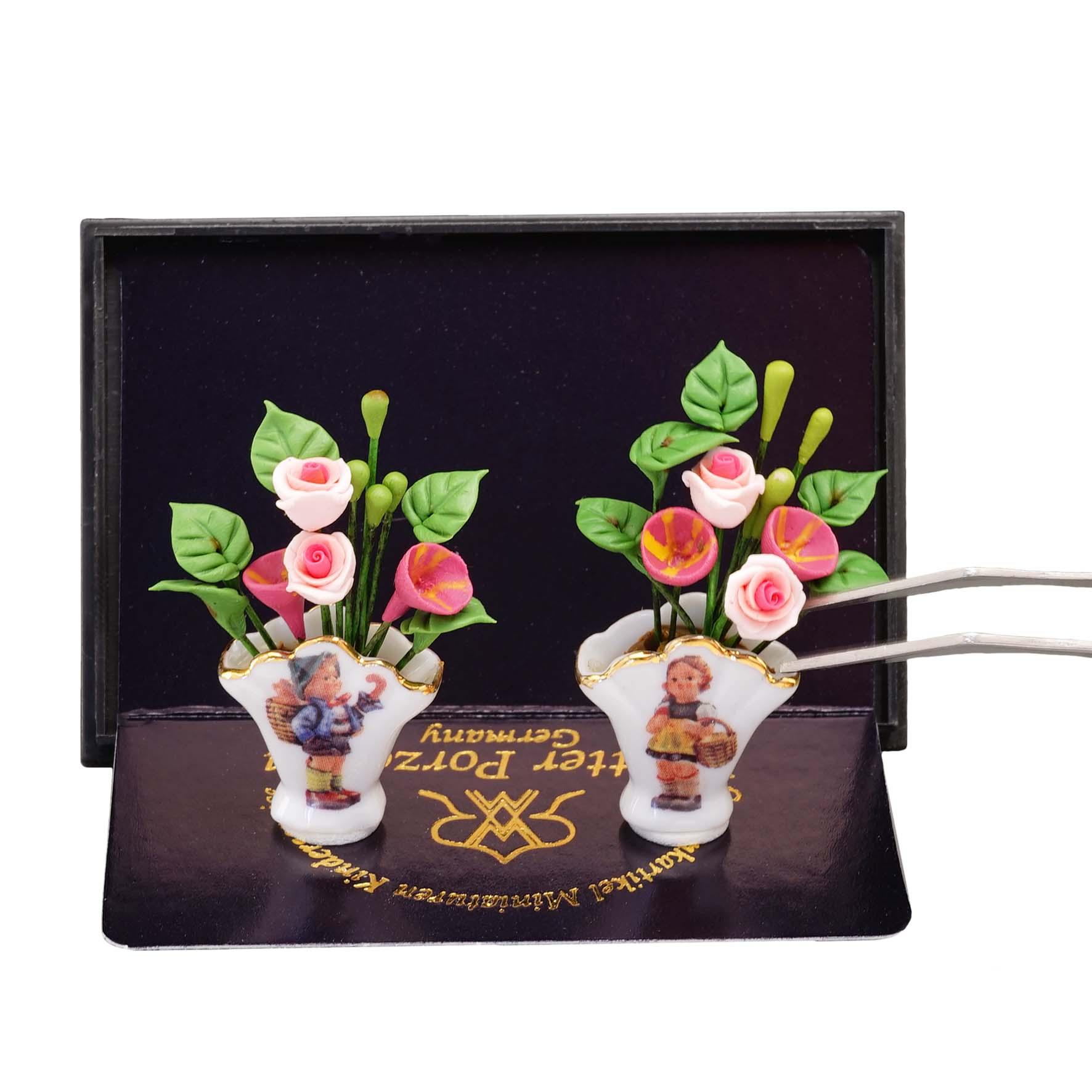 Fächervasen mit Blumen - Dekor Hummel