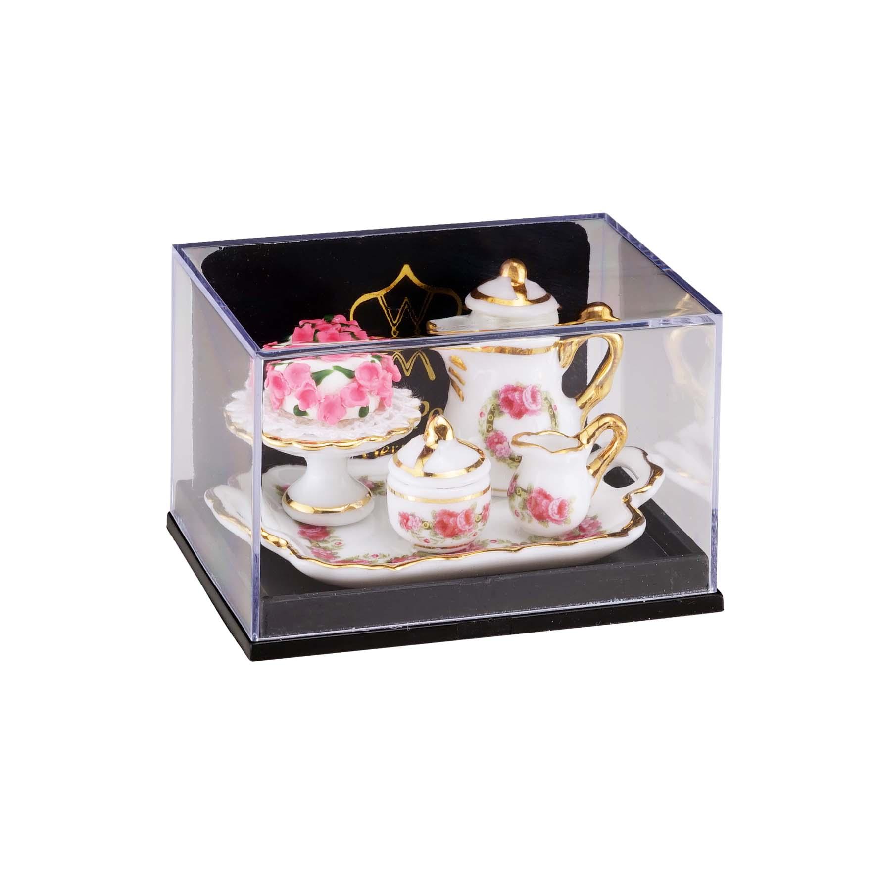 Kaffeetablett mit Rosenkuchen - Dekor Rosen