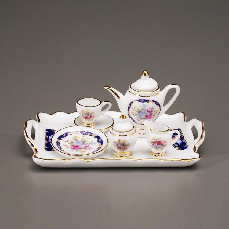 Teeservice auf Tablett - Dekor Royal Blau - Größe 1:10
