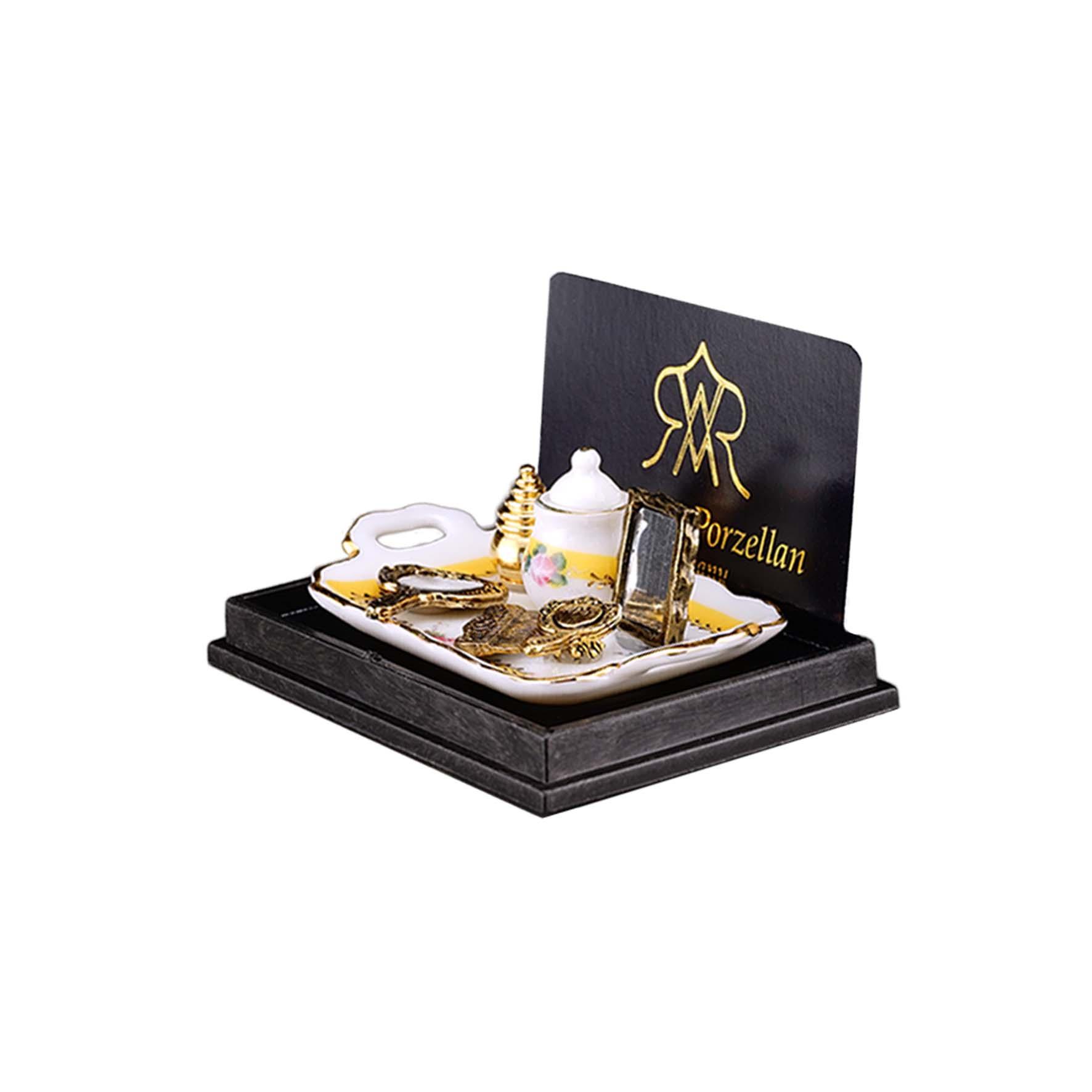 Kosmetikset mit Spiegel und Zubehör - Dekor Französische Rose