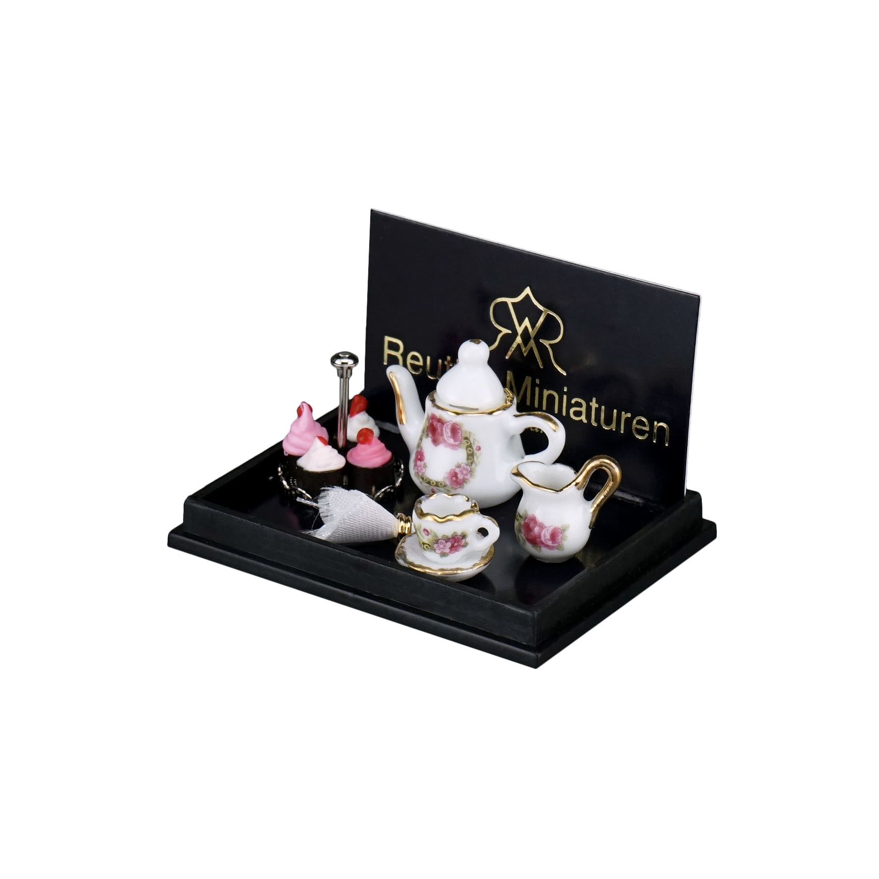 Kleine Teezeit mit Kuchen - Dekor "Rosenband"