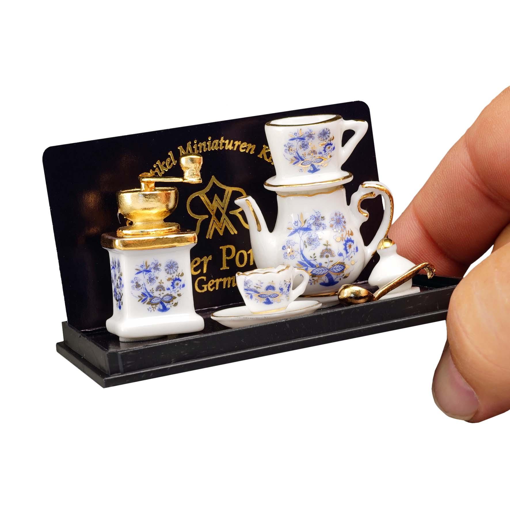 Kaffeekanne mit Kaffemühle - Dekor Goldzwiebel