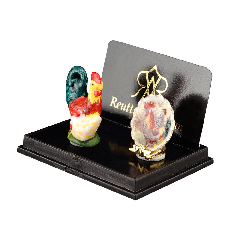 Dekoset - Hahnfigur und Wandteller