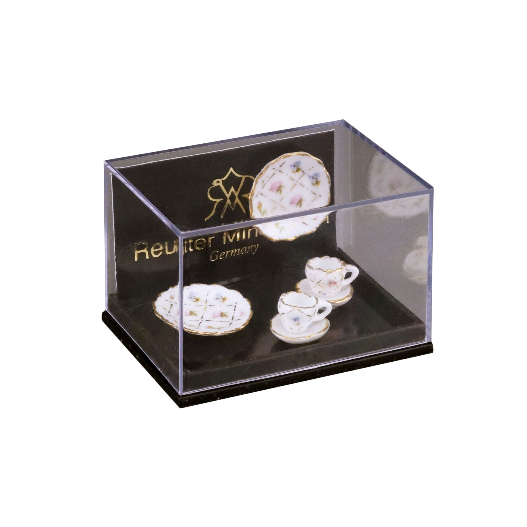 2 Kaffeegedecke - Dekor "Gold Karo"