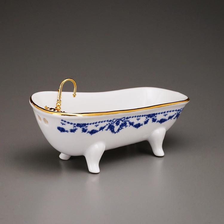 Badewanne - Dekor Blaue Schleife