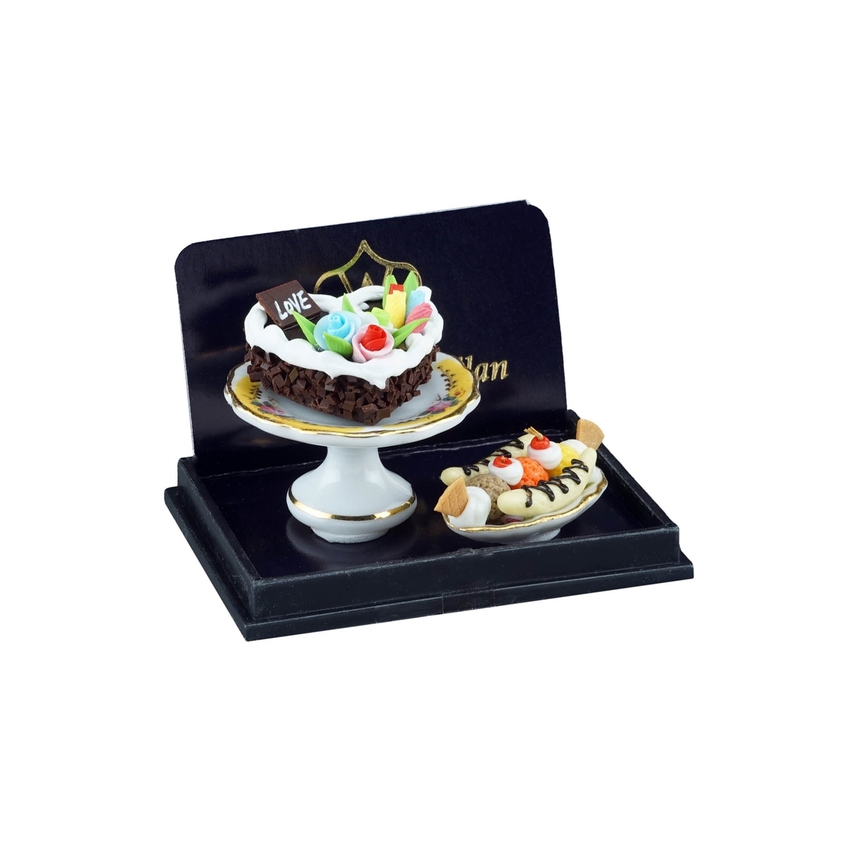 Bananensplit mit Kuchen