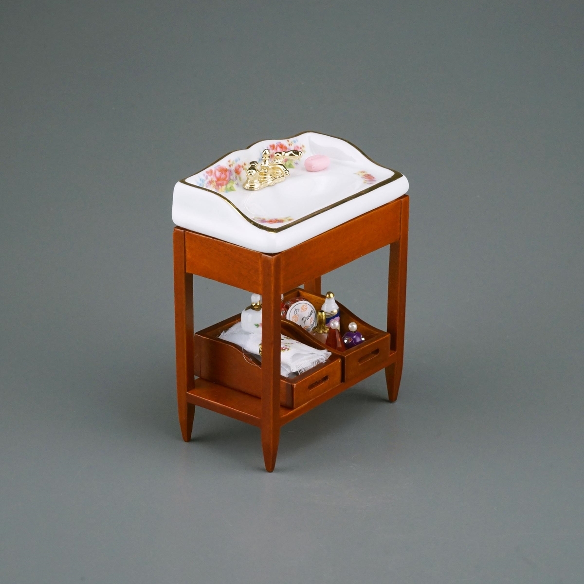 Holzwaschtisch - Dekor Dresdner Rose