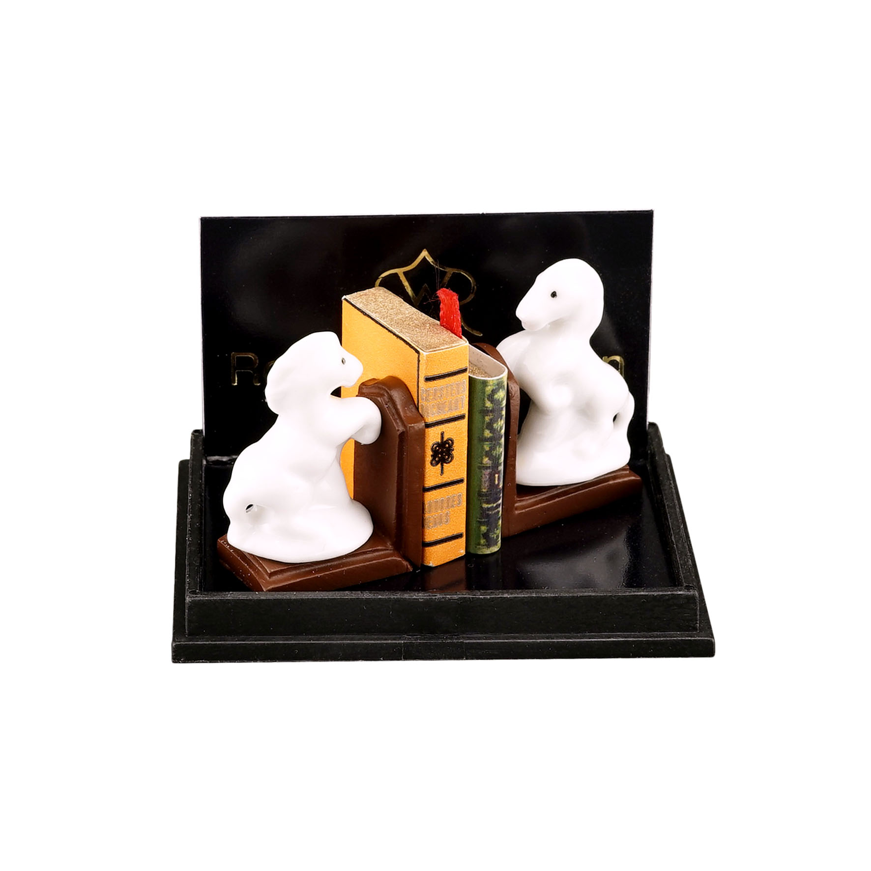2 Buchstützen mit Pferdefiguren und Bücher
