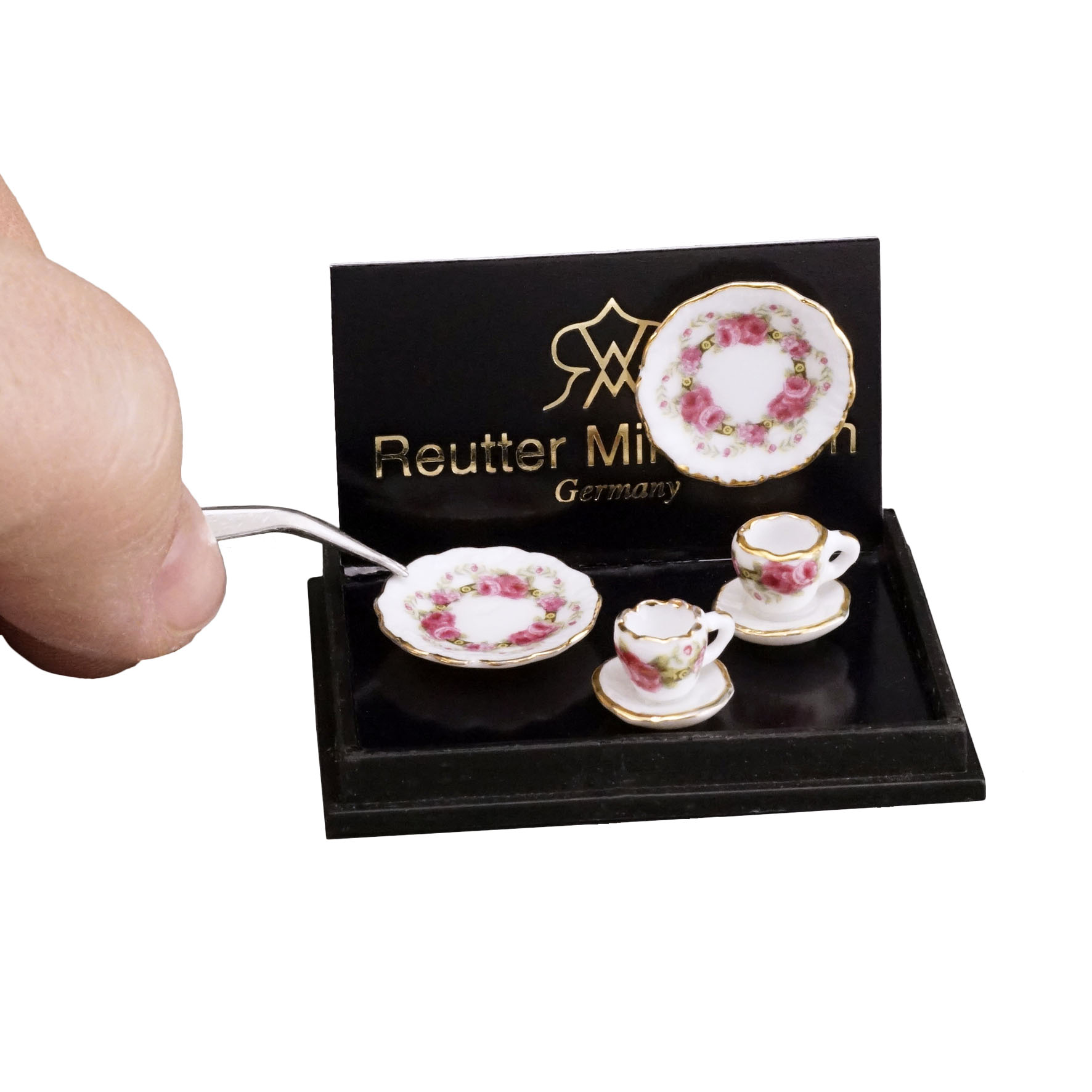 2 Kaffeegedecke - Dekor "Rosenband"