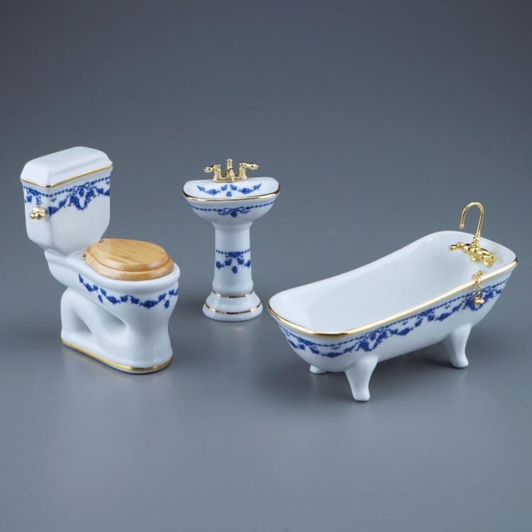 Badset 3 teilig - Dekor Blaue Schleife