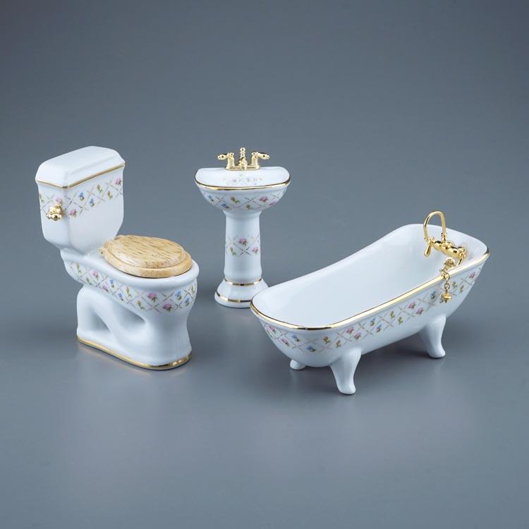 Badset 3 teilig - Dekor Gold-Karo