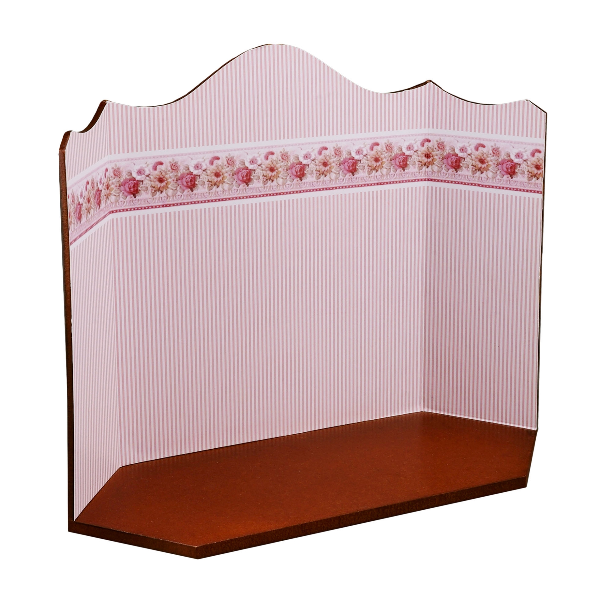 Holz Display mit rosa Tapete - leer