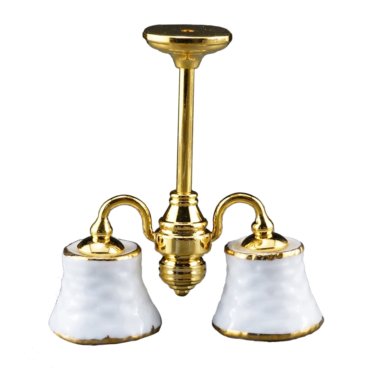 Doppelschirmlampe weiß/gold