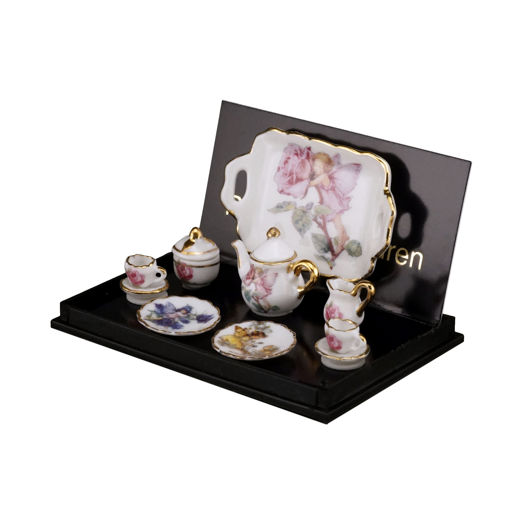 Kaffeeservice mit Tablett - Blumen Feen